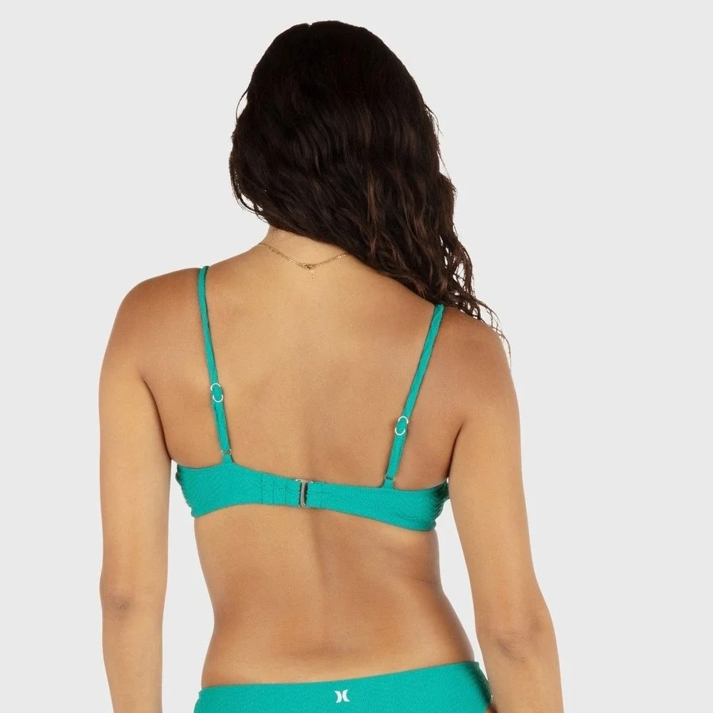 NWT Hurley Wave Scrunch Bralette Women Teal Bikini Swim Top XL $55